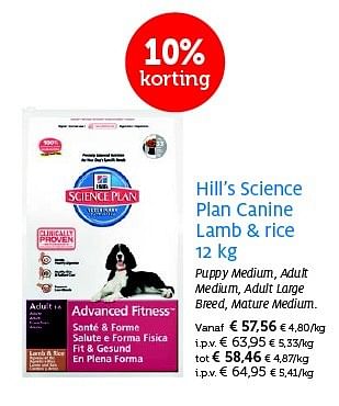 Promotions Hill`s science plan canine lamb + rice - Hill's - Valide de 26/05/2015 à 07/06/2015 chez Aveve
