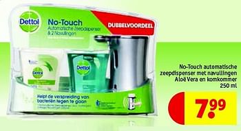 Kijkgat opleggen sensatie Dettol No-touch automatische zeepdispenser met navullingen aloë vera en  komkommer - Promotie bij Kruidvat
