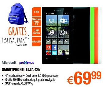 Promoties Microsoft smartphone lumia 435 - Microsoft - Geldig van 01/06/2015 tot 30/06/2015 bij Expert