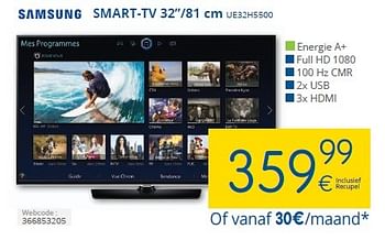 Promoties Samsung smart-tv 81 cm ue32h5500 - Samsung - Geldig van 01/06/2015 tot 30/06/2015 bij Eldi