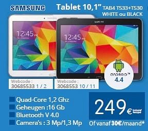 Promotions Samsung tablet 10,1 tab4 t533+t530 - Samsung - Valide de 01/06/2015 à 30/06/2015 chez Eldi