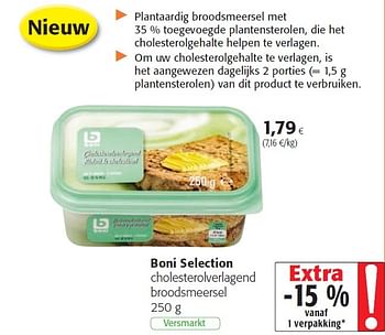 Promotions Boni selection cholesterolverlagend broodsmeersel - Boni - Valide de 03/06/2015 à 16/06/2015 chez Colruyt