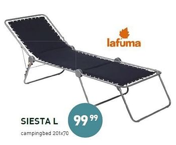 Promoties Siesta l campingbed - Lafuma - Geldig van 08/06/2015 tot 12/07/2015 bij Unikamp
