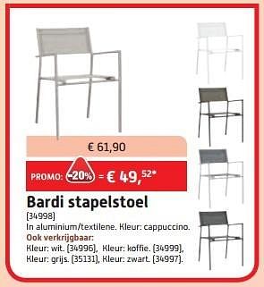 Promoties Bardi stapelstoel  - Huismerk - Overstock  - Geldig van 27/05/2015 tot 28/06/2015 bij Overstock