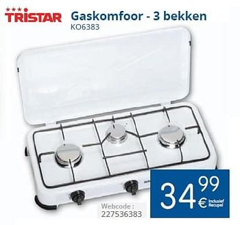 Promoties Tristar gaskomfoor - 3 bekken ko6383 - Tristar - Geldig van 01/06/2015 tot 30/06/2015 bij Eldi