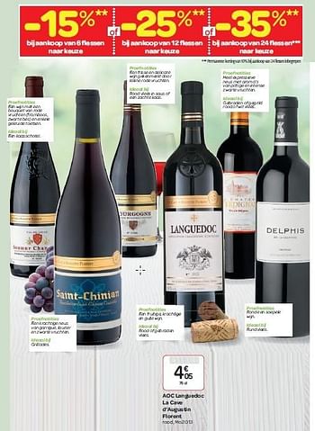 Promoties Aoc languedoc la cave d`augustin florent - Rode wijnen - Geldig van 03/06/2015 tot 16/06/2015 bij Carrefour