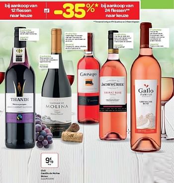 Promoties Chili castillo de molina shiraz - Rode wijnen - Geldig van 03/06/2015 tot 16/06/2015 bij Carrefour