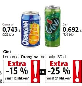 Promoties Gini lemon of orangina met pulp - Gini - Geldig van 03/06/2015 tot 16/06/2015 bij Colruyt