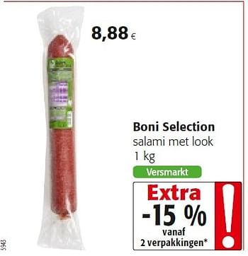Promoties Boni selection salami met look - Boni - Geldig van 03/06/2015 tot 16/06/2015 bij Colruyt