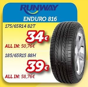Promoties Runway enduro 816 175-65r14 82t - Runway - Geldig van 15/06/2015 tot 14/07/2015 bij Auto 5