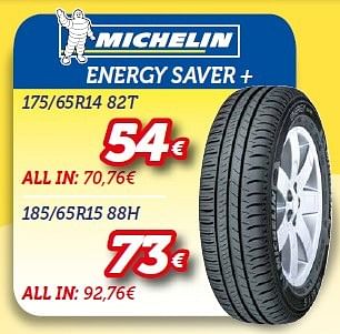 Promoties Michelin energy saver + 175-65r14 82t - Michelin - Geldig van 15/06/2015 tot 14/07/2015 bij Auto 5