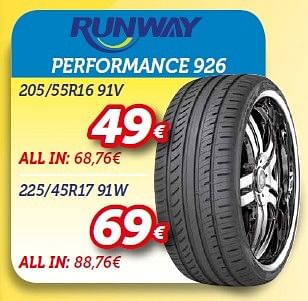 Promoties Runway performance 926 205-55r16 91v - Runway - Geldig van 15/06/2015 tot 14/07/2015 bij Auto 5
