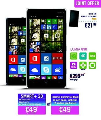 Promotions Nokia lumia 830 - Nokia - Valide de 01/06/2015 à 30/06/2015 chez The Phone House