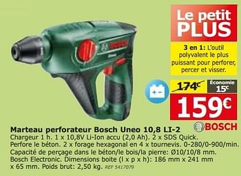 Promotions Marteau perforateur bosch uneo 10,8 li-2 - Bosch - Valide de 03/06/2015 à 22/06/2015 chez BricoPlanit