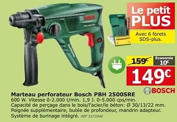 Promotions Marteau perforateur bosch pbh 2500sre - Bosch - Valide de 03/06/2015 à 22/06/2015 chez BricoPlanit