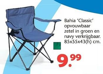 Promoties Bahia classic opvouwbaar zetel in groen en navy verkrijgbaar - Huismerk - Unikamp - Geldig van 08/06/2015 tot 12/07/2015 bij Unikamp
