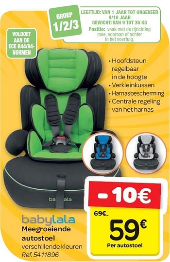 Subtropisch telex tiener Babylala Meegroeiende autostoel - Promotie bij Carrefour