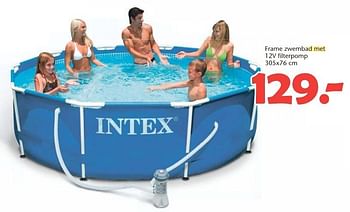 Promoties Frame zwembad met 12v filterpomp - Intex - Geldig van 08/06/2015 tot 12/07/2015 bij Unikamp