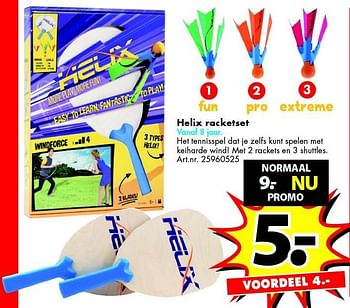 Promoties Helix racketset - Huismerk - Bart Smit - Geldig van 01/07/2015 tot 31/07/2015 bij Bart Smit