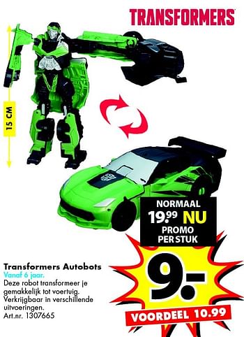 Promoties Transformers autobots - Transformers - Geldig van 01/07/2015 tot 31/07/2015 bij Bart Smit