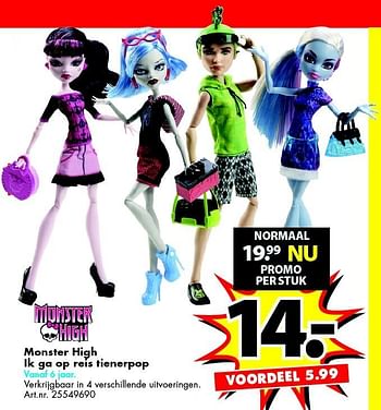 Promoties Monster high ik ga op reis tienerpop - Monster High - Geldig van 01/07/2015 tot 31/07/2015 bij Bart Smit