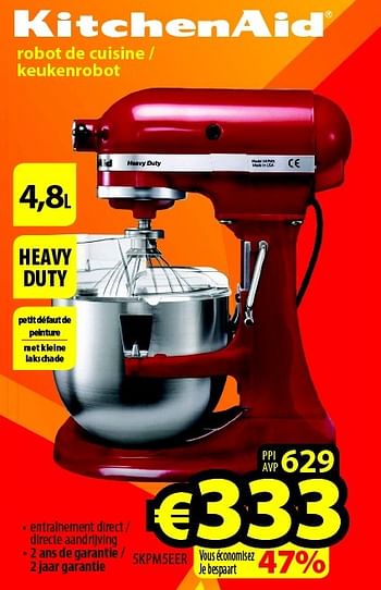 Promoties Kitchenaid robot de cuisine - keukenrobot 5kpm5eer - Kitchenaid - Geldig van 01/07/2015 tot 31/07/2015 bij ElectroStock