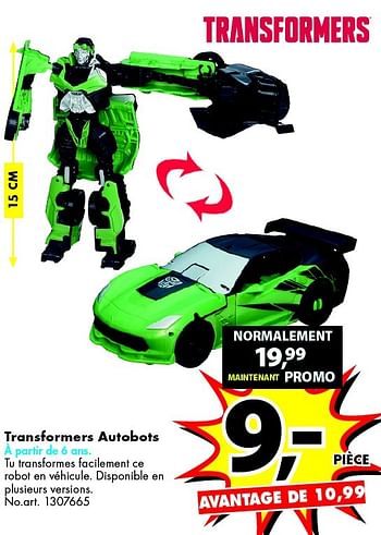 Promoties Transformers autobots - Transformers - Geldig van 01/07/2015 tot 31/07/2015 bij Bart Smit