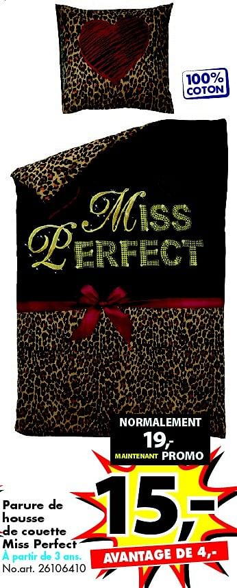 Promotions Parure de housse de couette miss perfect - Produit maison - Bart Smit - Valide de 01/07/2015 à 31/07/2015 chez Bart Smit