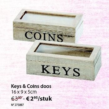 Promoties Keys + coins doos - Huismerk - Unikamp - Geldig van 29/06/2015 tot 02/08/2015 bij Unikamp