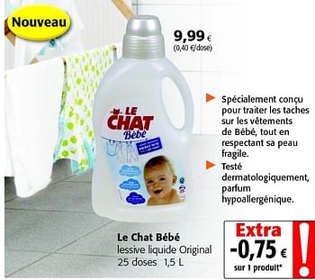 Promo Lessive Bébé Hypoallergénique Le Chat chez Intermarché