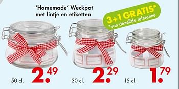 Promoties Homemade weckpot met lintje en etiketten - Huismerk - Casa - Geldig van 06/07/2015 tot 09/08/2015 bij Casa