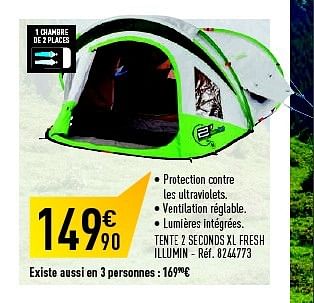 Quechua Tente 2 seconds xl fresh illumin - En promotion chez Decathlon