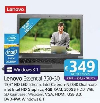 Promoties Lenovo essential b50-30 - Lenovo - Geldig van 09/07/2015 tot 28/08/2015 bij Compudeals