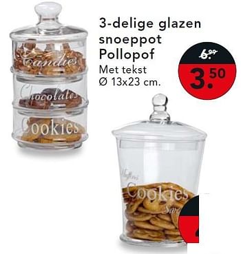 schors Rond en rond Post impressionisme Huismerk - Blokker 3-delige glazen snoeppot pollopof - Promotie bij Blokker