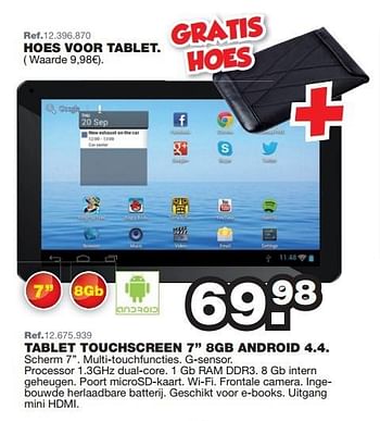 Promoties Tablet touchscreen 8gb android 4.4. - Huismerk - Maxi Toys - Geldig van 27/07/2015 tot 06/09/2015 bij Maxi Toys