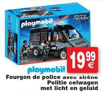 lijn gesprek borstel Playmobil Fourgon de police avec sirène - politie celwagen met licht en  geluid - Promotie bij Cora