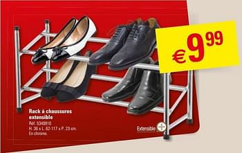 Promotions Rack à chaussures extensible - Produit maison - Brico - Valide de 12/08/2015 à 24/08/2015 chez Brico