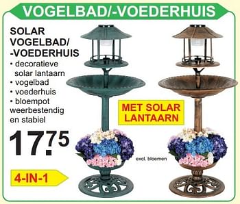 Vluchtig Raffinaderij Vacature Huismerk - Van Cranenbroek Solar vogelbad- -voederhuis - Promotie bij Van  Cranenbroek