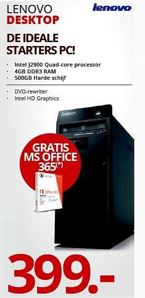 Promoties Lenovo desktop - Lenovo - Geldig van 17/08/2015 tot 30/09/2015 bij PC Center