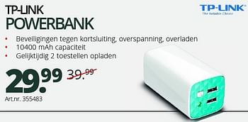 Promoties Tp-link powerbank - TP-LINK - Geldig van 01/09/2015 tot 31/10/2015 bij Auva