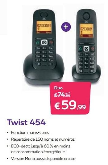 Promotions Twist 454 - Huismerk - Proximus - Valide de 17/08/2015 à 30/09/2015 chez Proximus