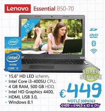 Promoties Lenovo essential b50-70 - Lenovo - Geldig van 24/08/2015 tot 30/09/2015 bij Compudeals