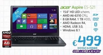 Promoties Acer aspire e5-521 - Acer - Geldig van 24/08/2015 tot 30/09/2015 bij Compudeals