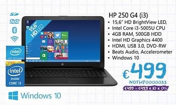 Promoties Hp 250 g4 (i3) notebooks - HP - Geldig van 24/08/2015 tot 30/09/2015 bij Compudeals