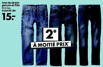 Promotions Tous les jeans garçon et fille - Produit maison - Hema - Valide de 26/08/2015 à 08/09/2015 chez Hema
