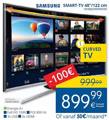 Promotions Samsung smart-tv 48-122 cm ue48j6300awxxn - Samsung - Valide de 01/09/2015 à 30/09/2015 chez Eldi