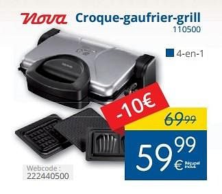 Promoties Nova croque-gaufrier-grill 110500 - Nova - Geldig van 01/09/2015 tot 30/09/2015 bij Eldi