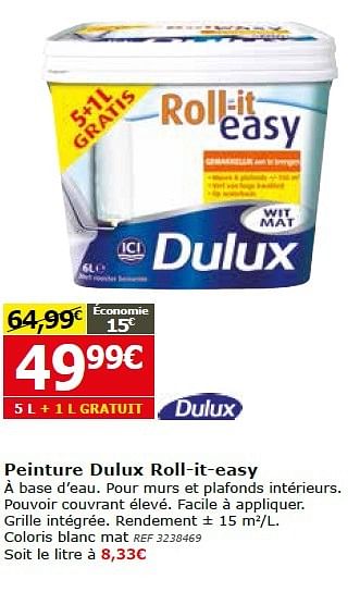Promotions Peinture dulux roll-it-easy - Dulux - Valide de 30/09/2015 à 19/10/2015 chez BricoPlanit