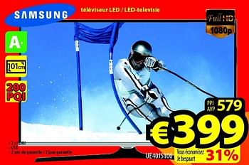 Promoties Samsung téléviseur led - led-televisie ue40j5100 - Samsung - Geldig van 28/09/2015 tot 31/10/2015 bij ElectroStock