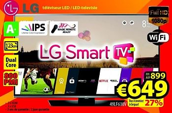 Promoties Lg téléviseur led - led-televisie 49lf630v - LG - Geldig van 28/09/2015 tot 31/10/2015 bij ElectroStock
